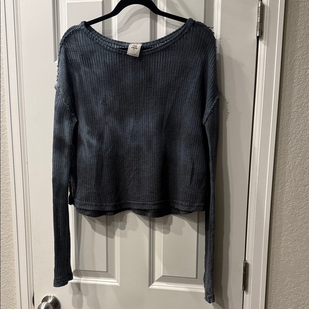 We The Free | Free People Thermal Distressed Long Sleeve Crop Knit Long Sleeve